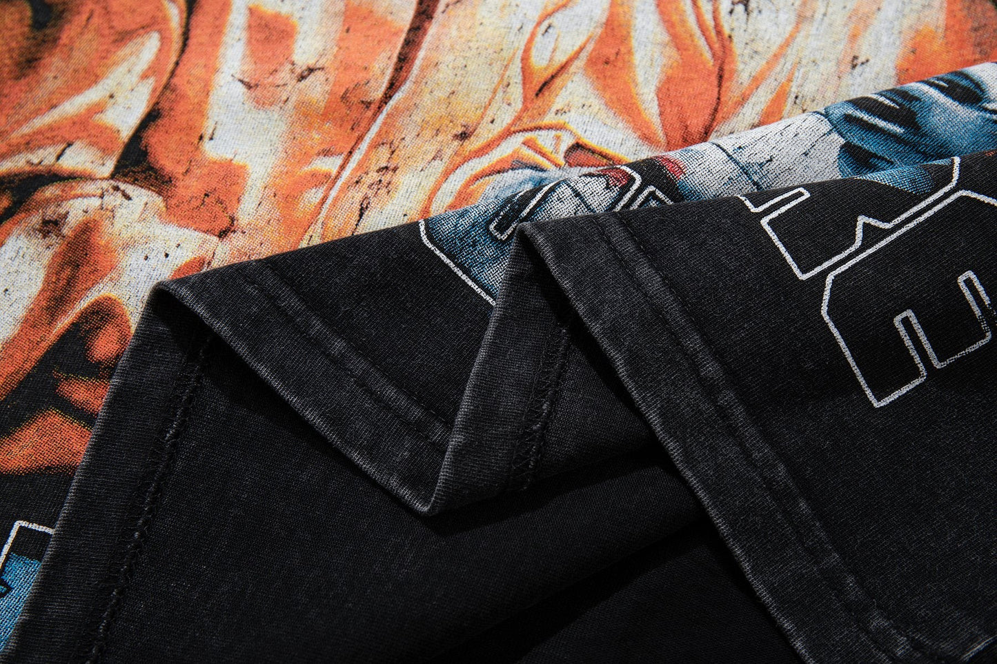 MAJESTIK Washed Black Rhinestone Graphic T-Shirt — detail
