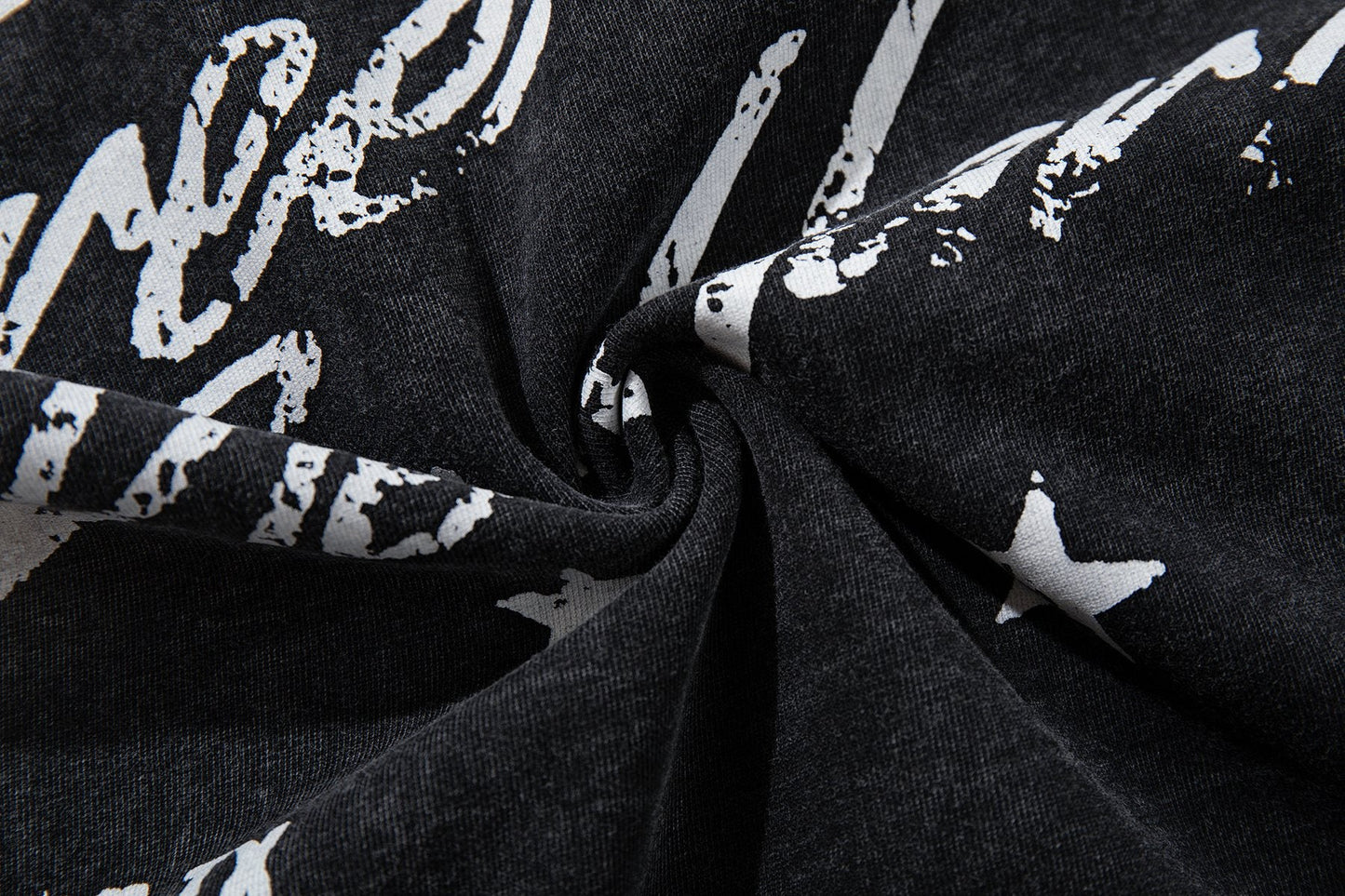 MAJESTIK Washed Black Tour Graphic T-Shirt — fabric_closeup