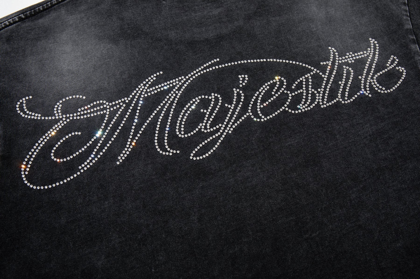 MAJESTIK Washed Black Astronaut Rose Graphic T-Shirt — detail