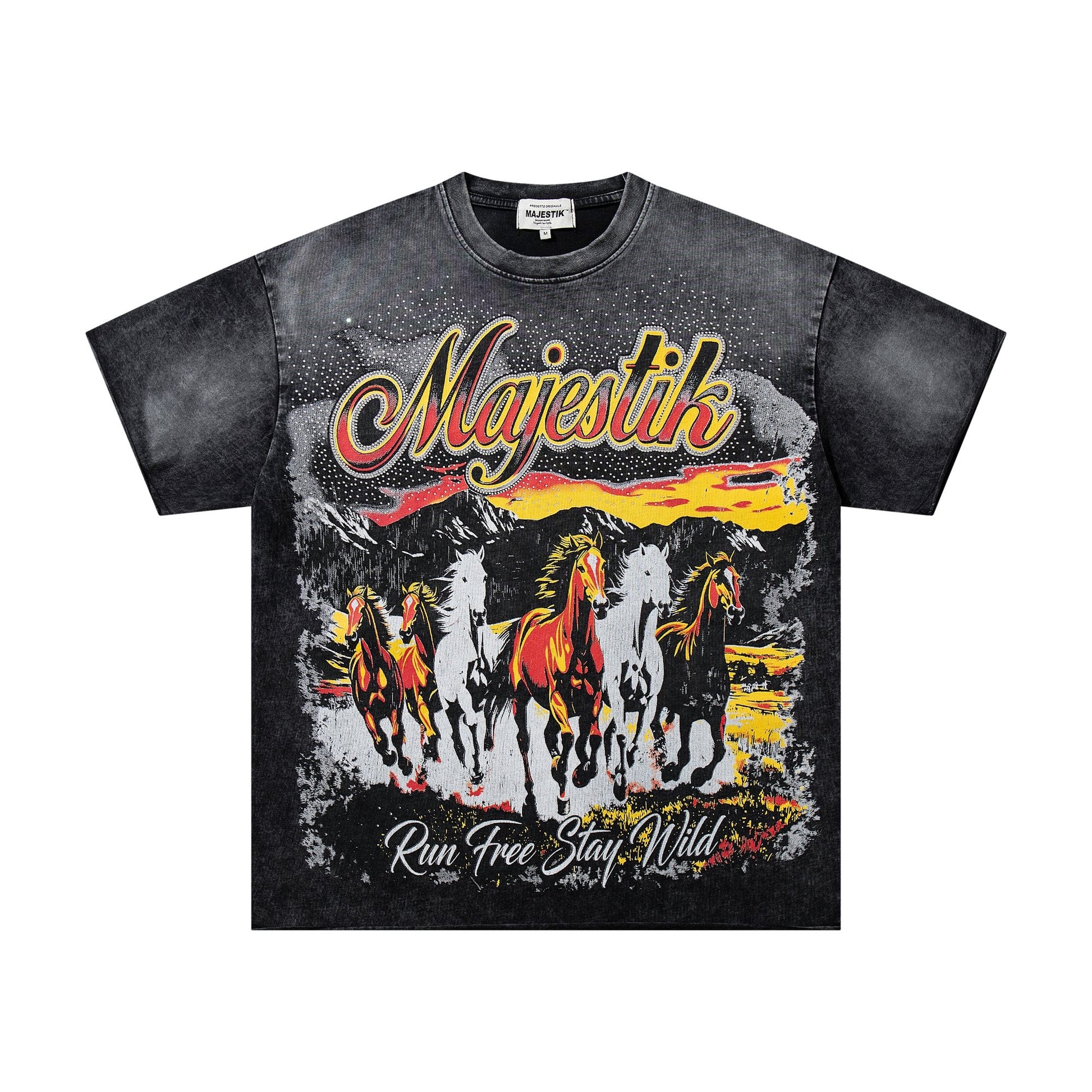 MAJESTIK Rhinestone Distressed Graphic T-Shirt — hero