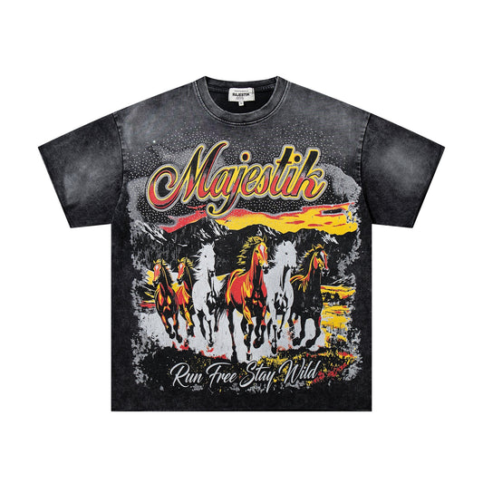MAJESTIK Rhinestone Distressed Graphic T-Shirt — hero