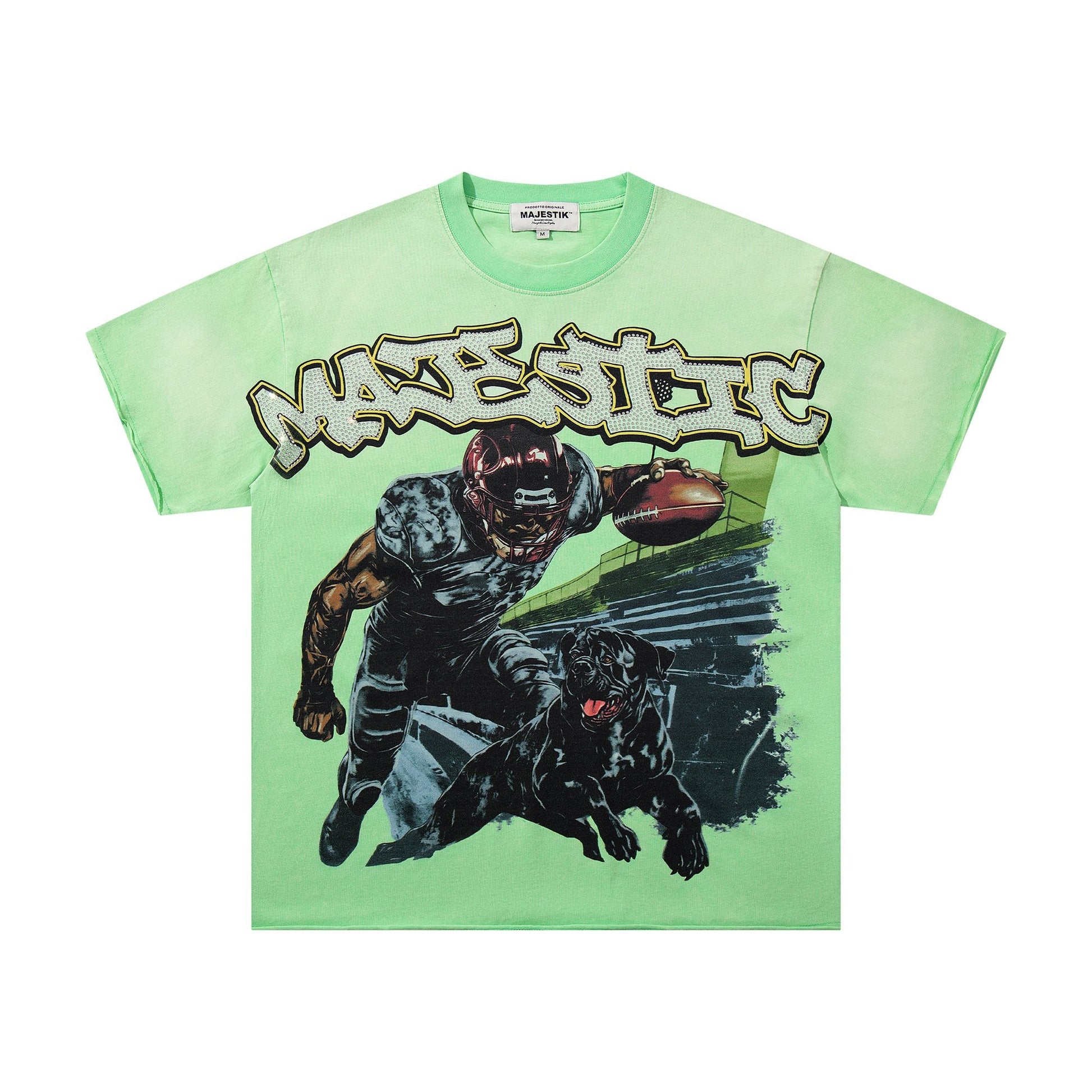 MAJESTIK Mint Green Football Graphic T-Shirt — hero