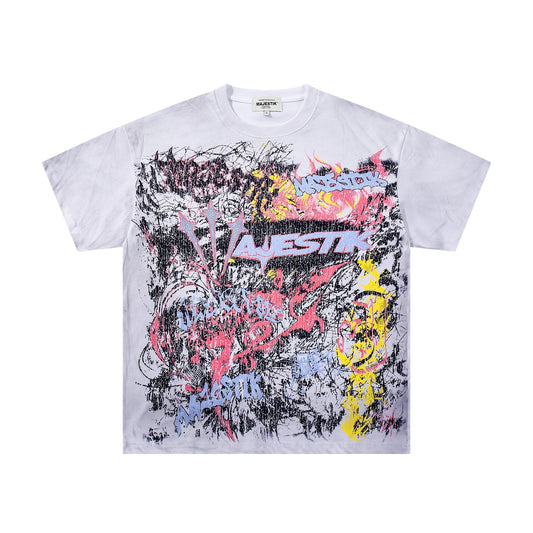 MAJESTIK Distressed Rhinestone Graphic T-Shirt — hero