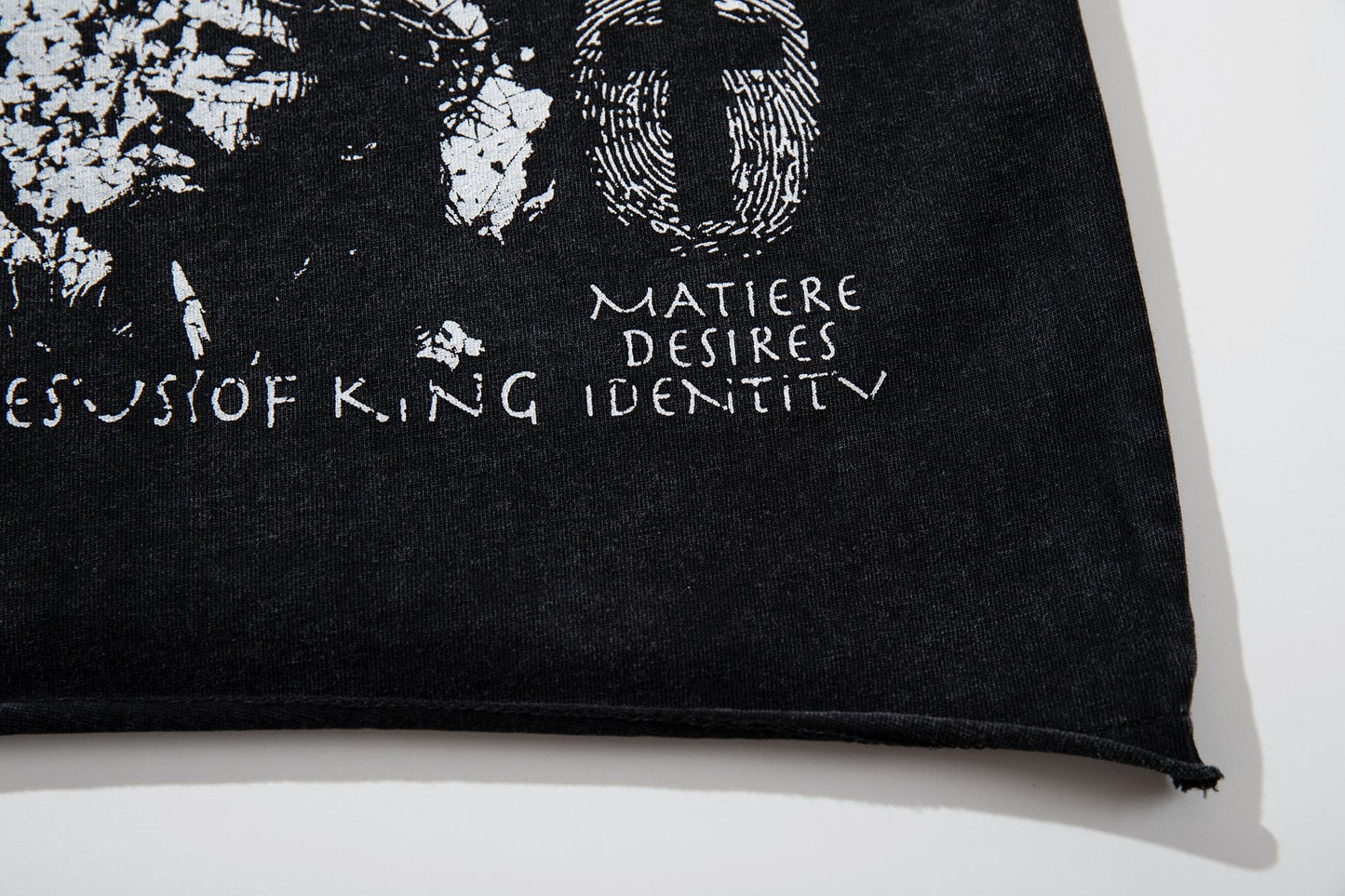 MAJESTIK Washed Black Distressed Graphic T-Shirt — detail