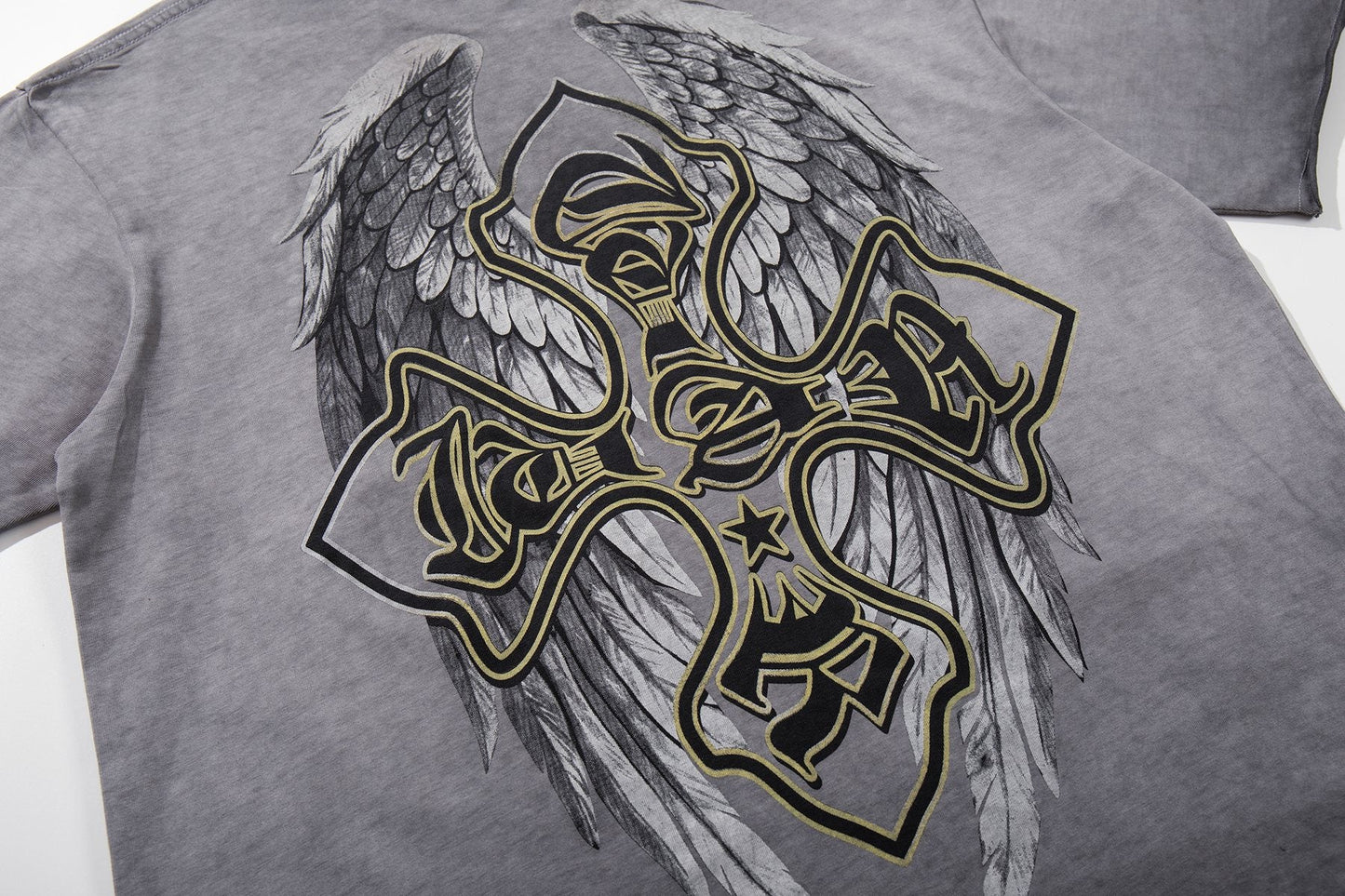 MAJESTIK Winged Cross Graphic T-Shirt — detail
