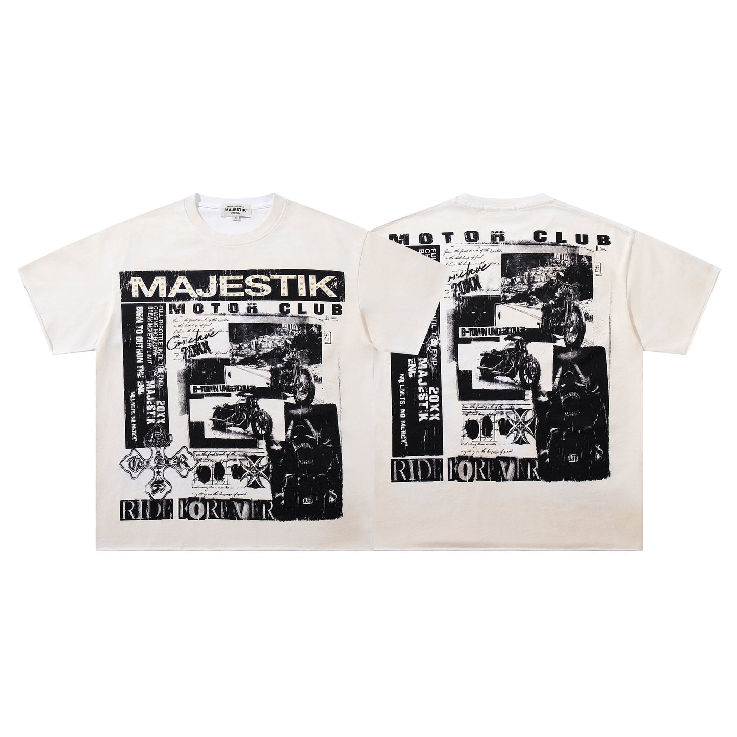 MAJESTIK Distressed Rhinestone Graphic T-Shirt — hero