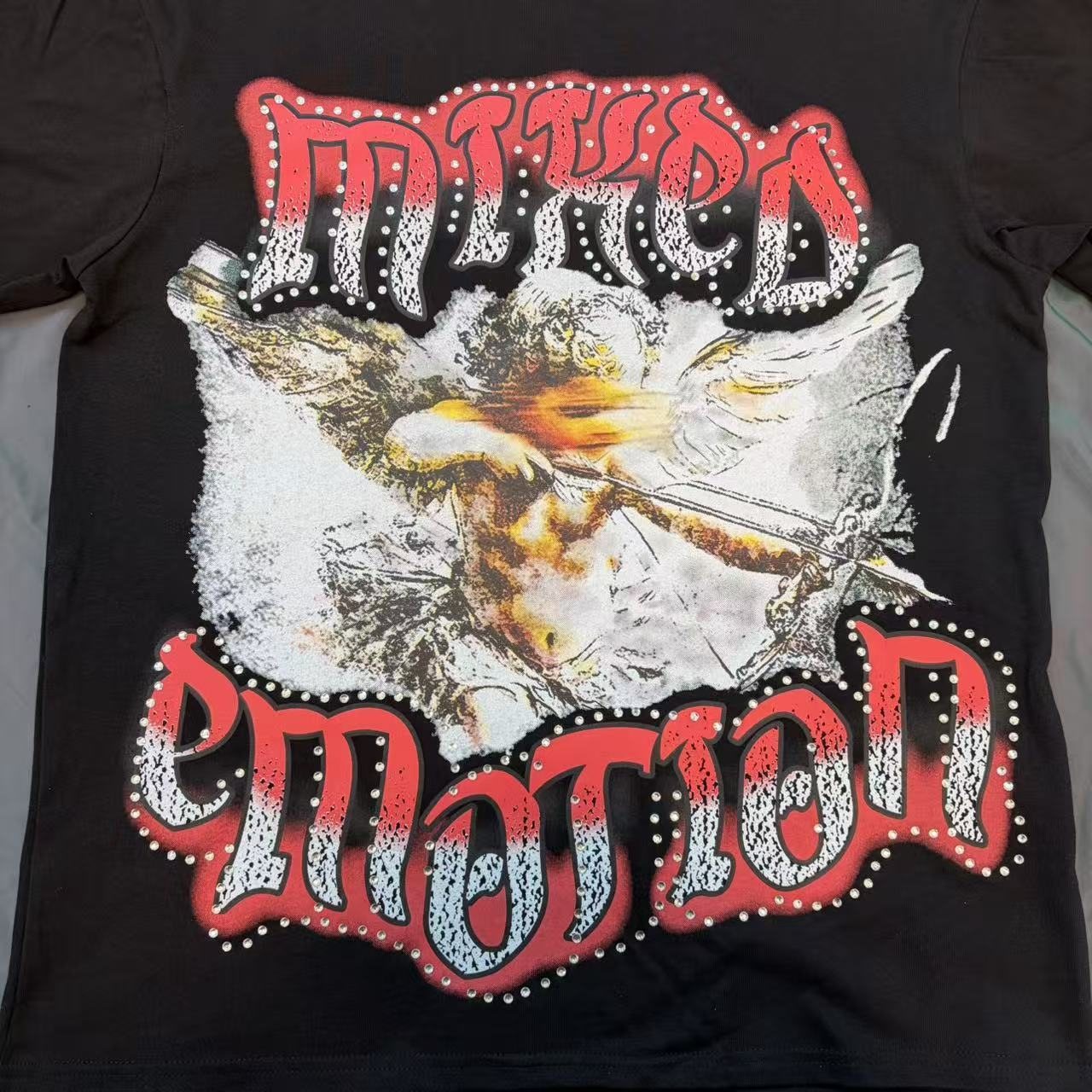 MIXED EMOTION Studded Wing Graphic T-Shirt — detail