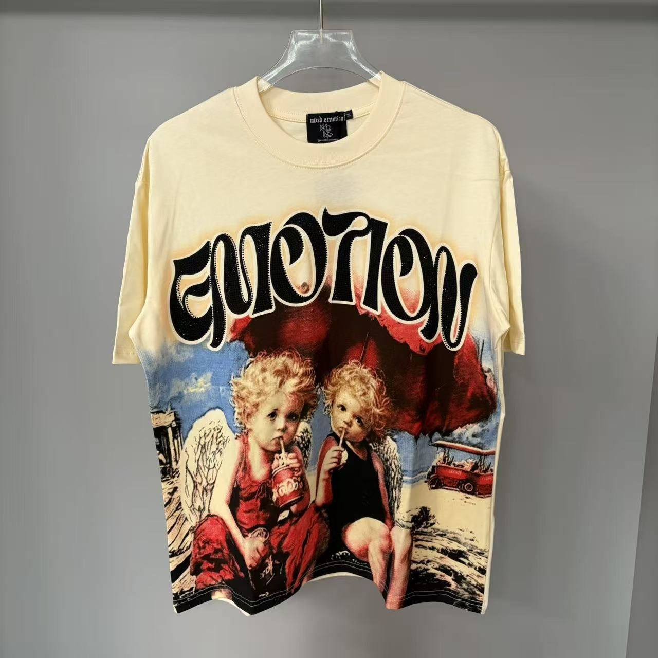 MIXED EMOTION Cherub Graphic T-Shirt — front