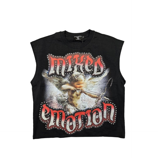 MIXED EMOTION Gothic Rhinestone Sleeveless Graphic T-Shirt — hero