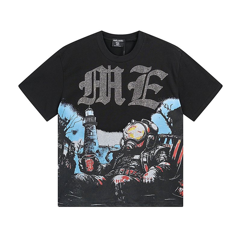MIXED EMOTION Lighthouse & Diver Graphic T-Shirt — front