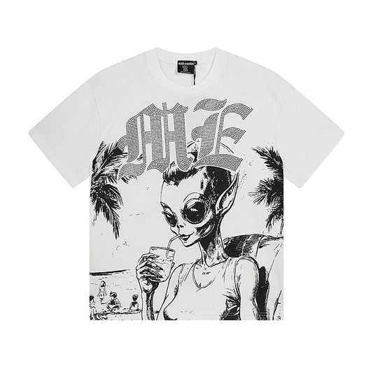 Mixed Emotions Alien Palm Tree Graphic T-Shirt — hero