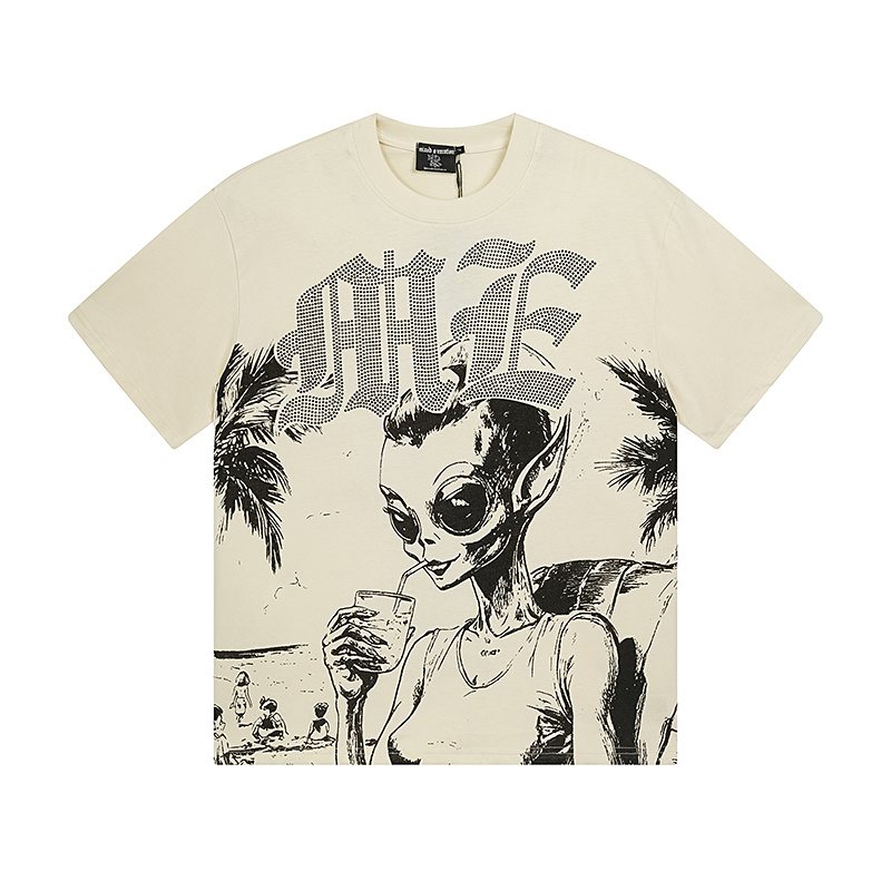 Mixed Emotions Alien Palm Tree Graphic T-Shirt — front