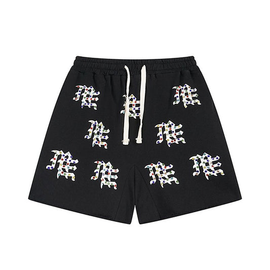 MIXED EMOTION Multicolor Rhinestone Graphic Shorts — hero
