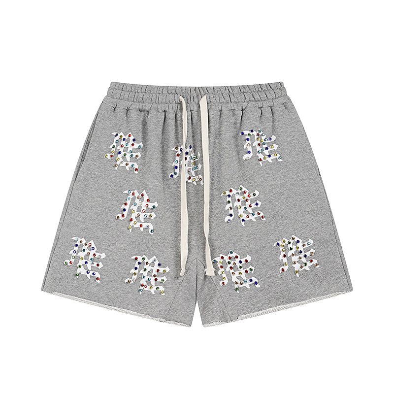 MIXED EMOTION Multicolor Rhinestone Graphic Shorts — front