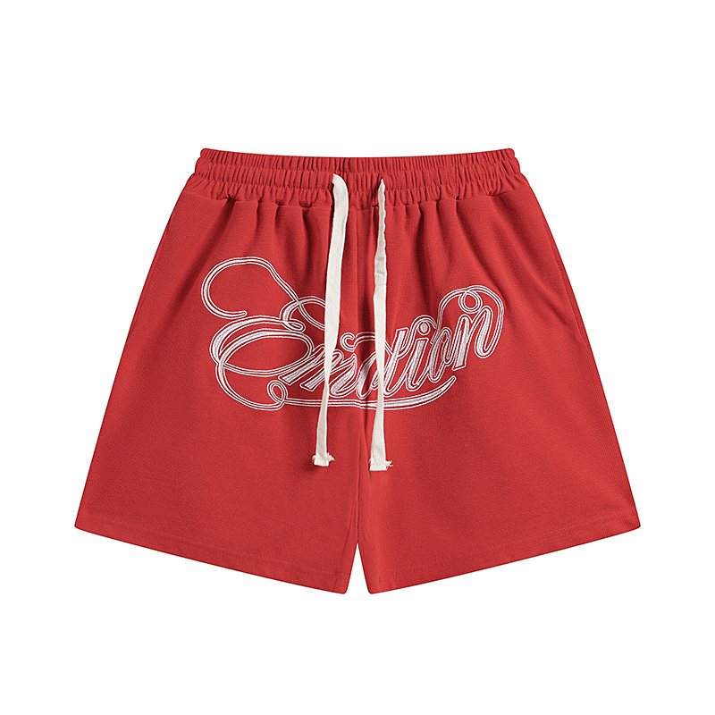 MIXED EMOTION Embroidered Drawstring Shorts — front