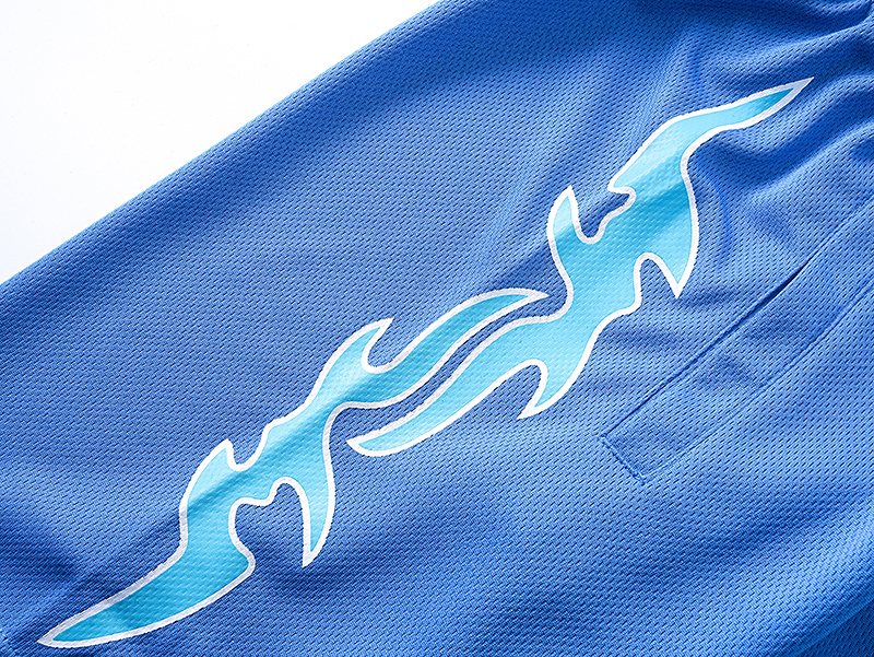 MIXED EMOTION Flame Graphic Drawstring Shorts — detail
