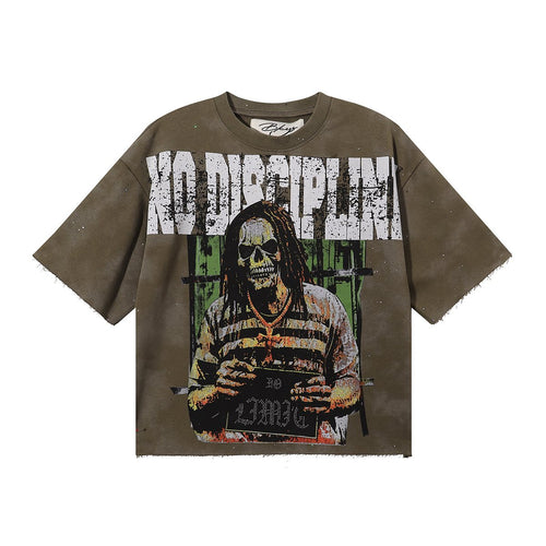 BKYS Revival No Discipline Rhinestone Skull Graphic Cropped T-Shirt — hero