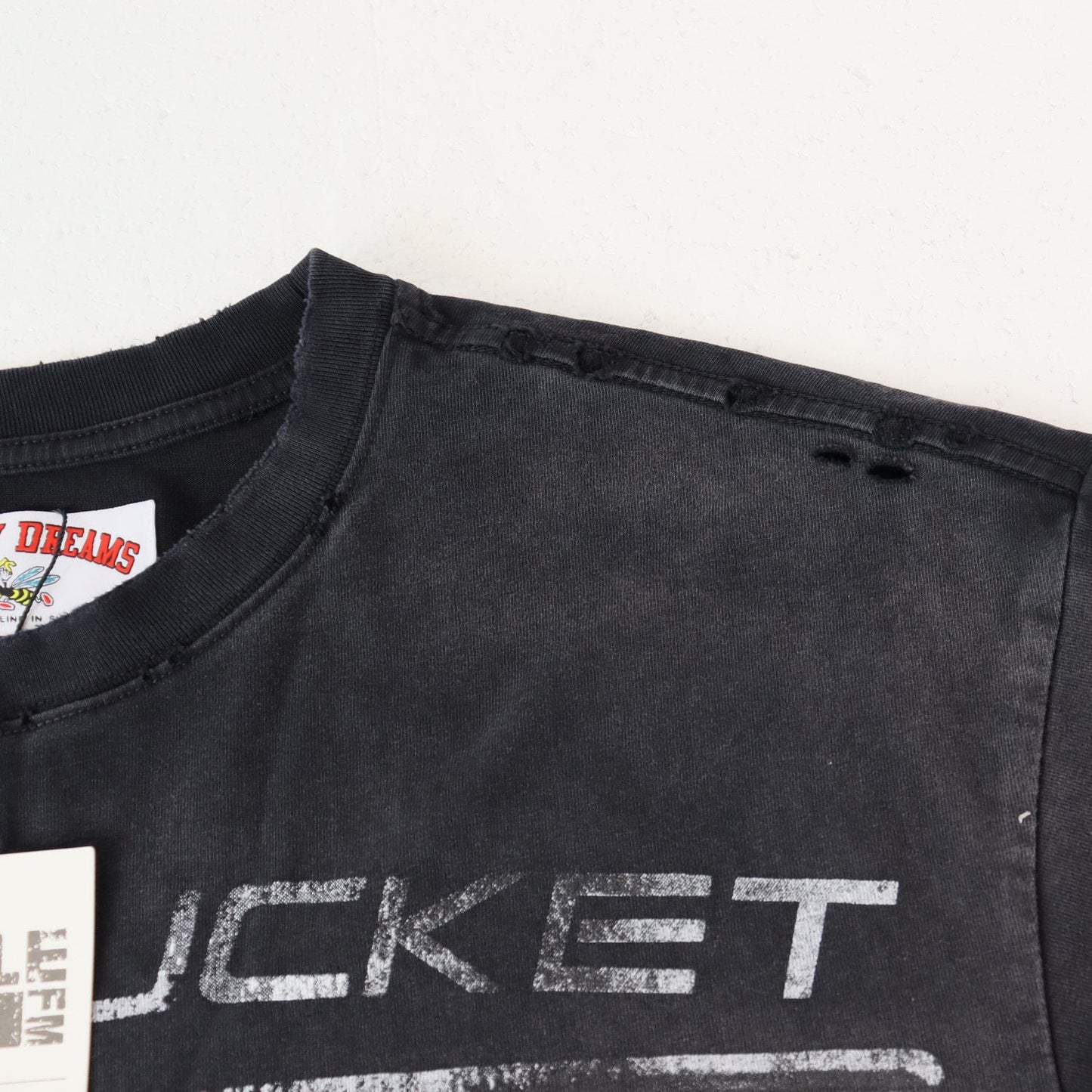 Valley Dreams Washed Black Basketball Graphic T-Shirt — neck_label