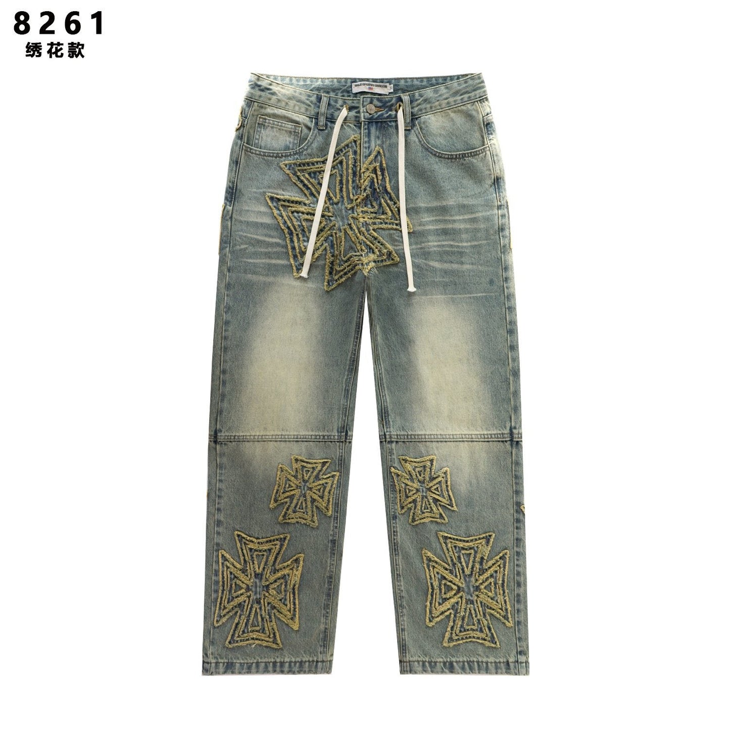 Vale Forever Embroidered Letter Washed Jeans — hero