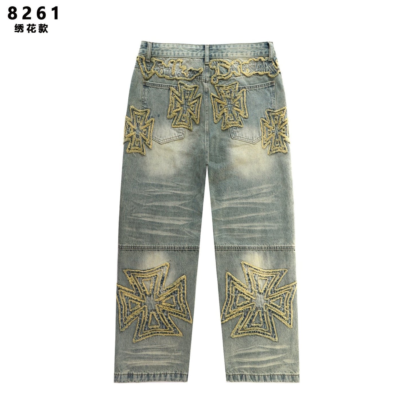 Vale Forever Embroidered Letter Washed Jeans — back