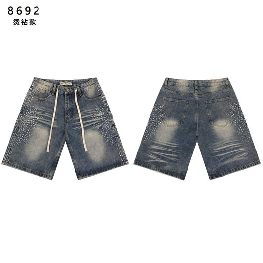 VALE SPORTS DIVISION Rhinestone Starburst Denim Shorts — hero