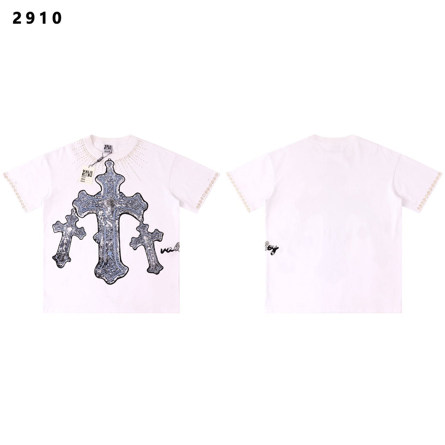VALE USA Studded Cross Graphic T-Shirt — front
