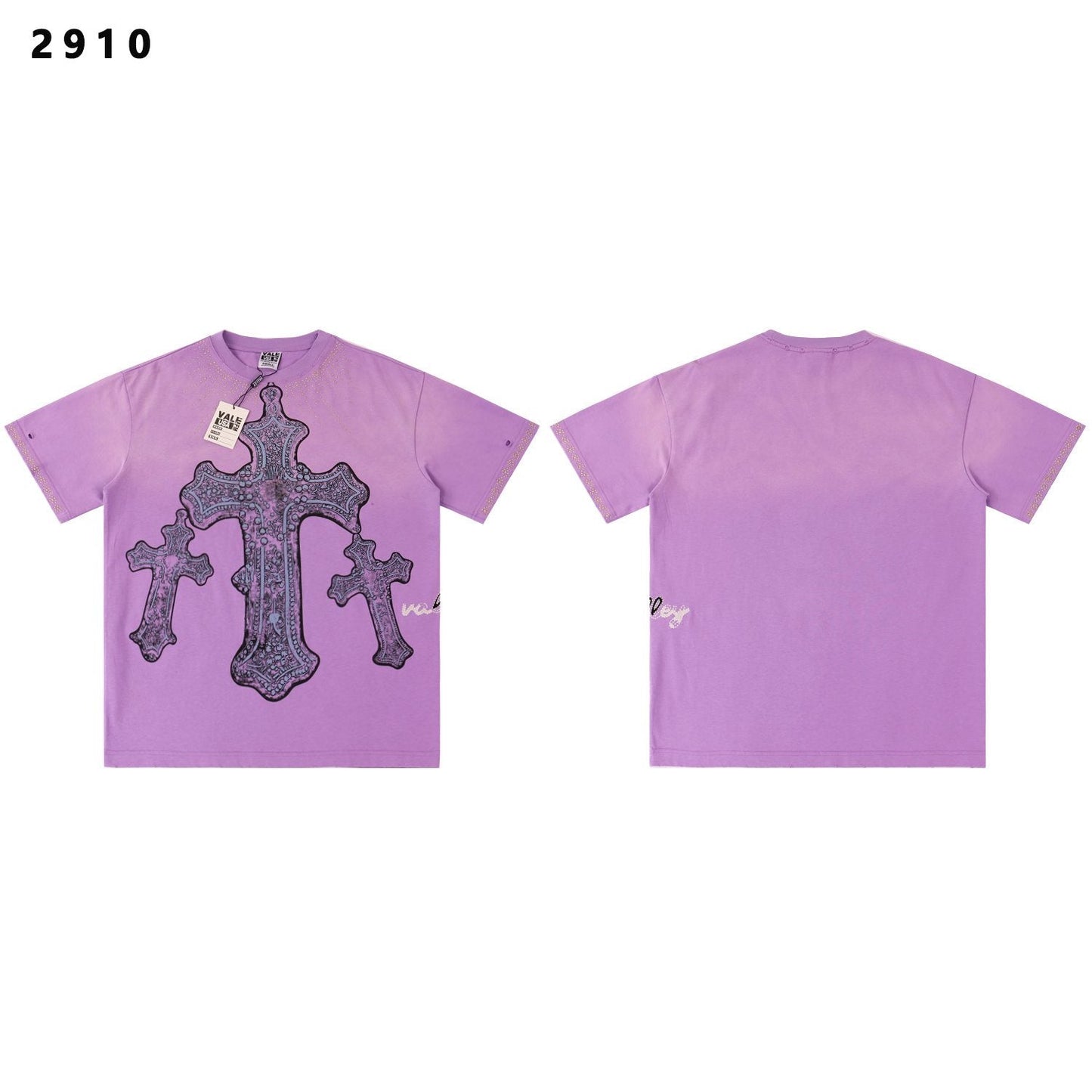 VALE USA Studded Cross Graphic T-Shirt — front