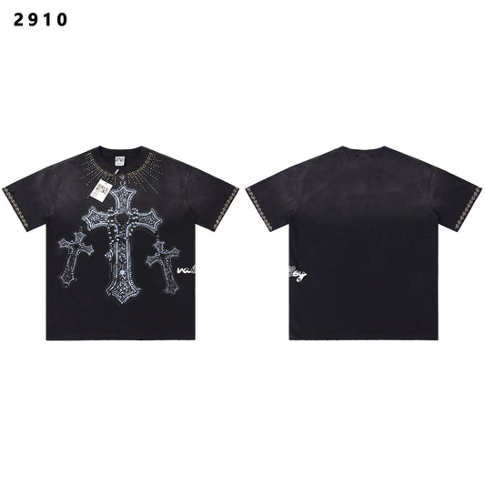 VALE USA Studded Cross Graphic T-Shirt — hero