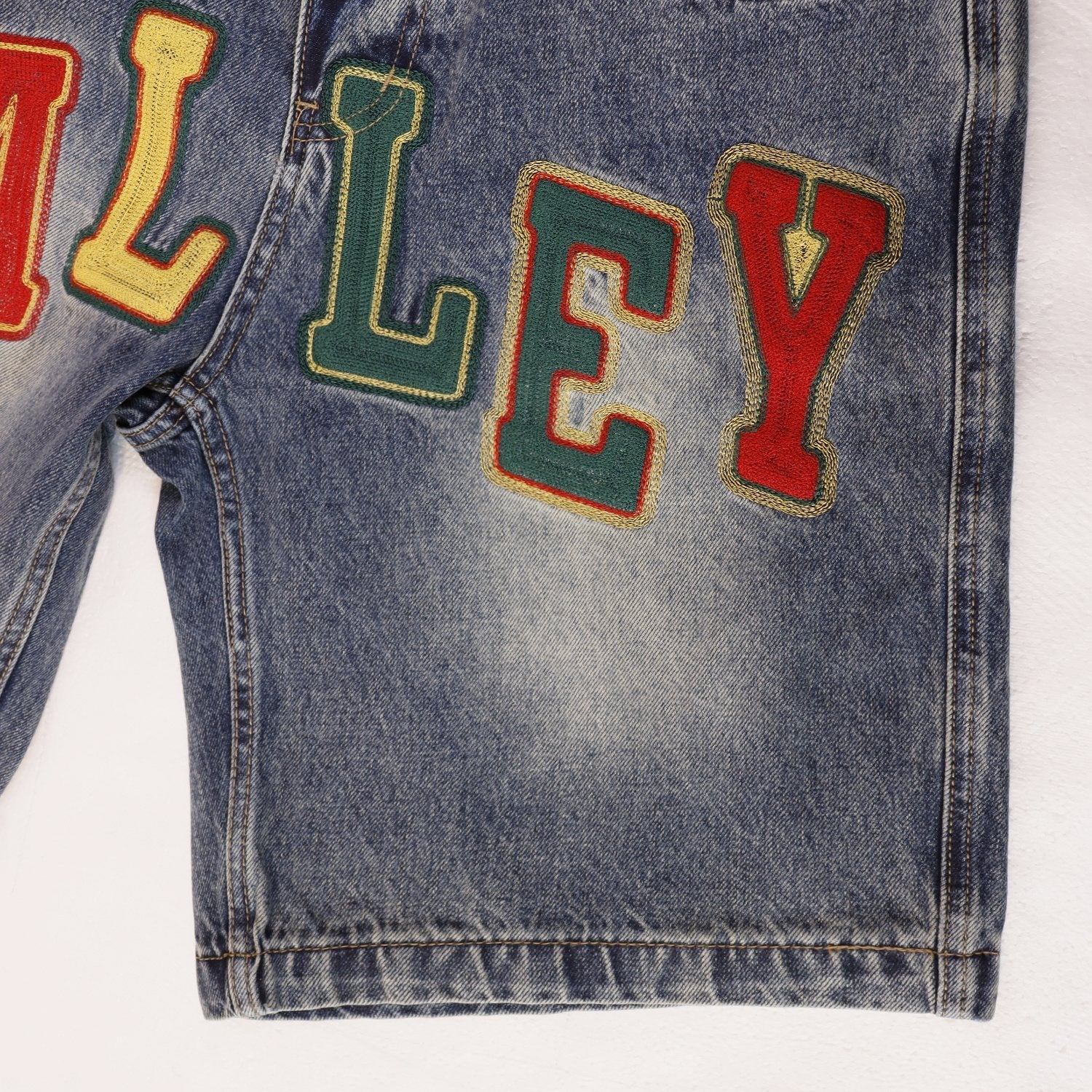 VALLEY Multicolor Embroidered Denim Shorts — detail