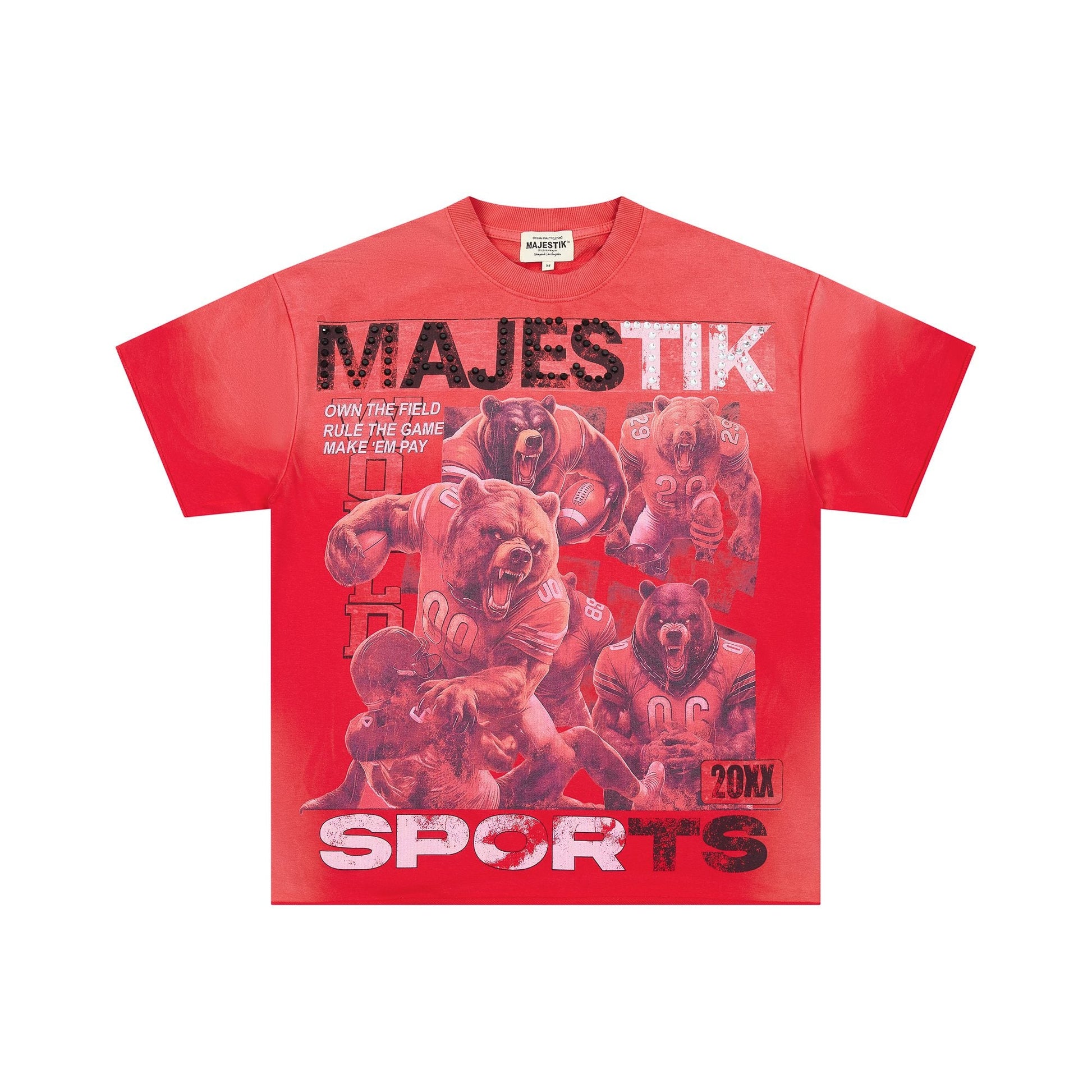 MAJESTIK Red Bear Football Graphic T-Shirt — hero