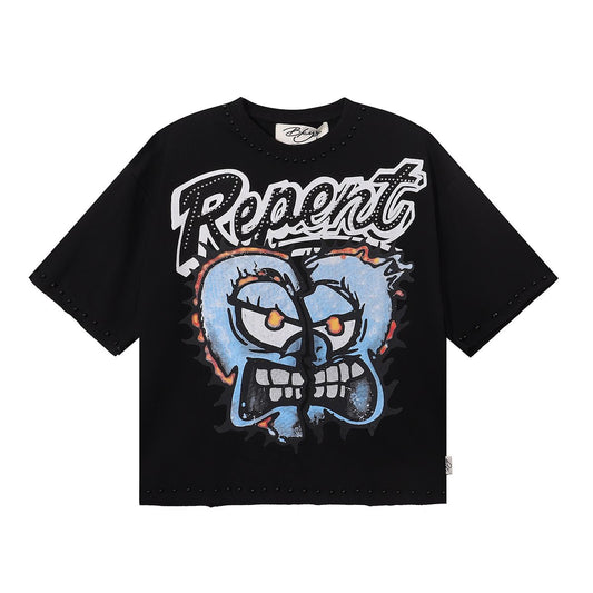 BKYS Revival Repent Skull Rhinestone Cropped T-Shirt — hero