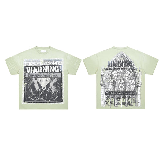 FIRST ROW Breaking News Warning From Heaven Cropped T-Shirt — hero