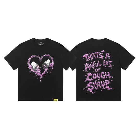 THAT'S A AWFUL LOT OF COUGH SYRUP Purple Front and Back Graphic T-Shirt — hero