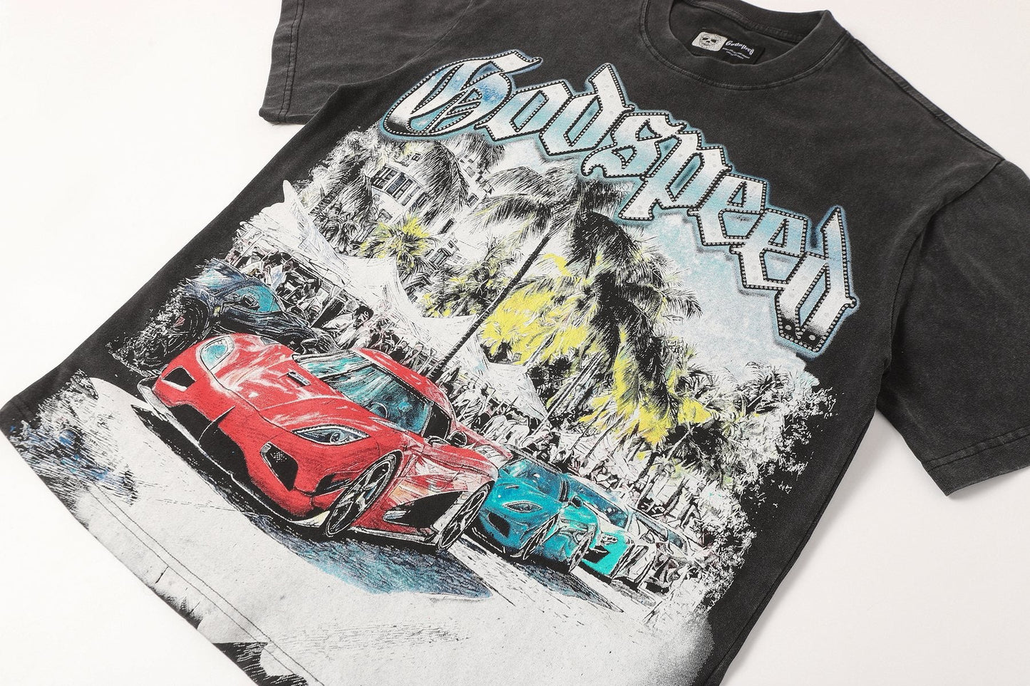 Godspeed Washed Black Rock Graphic T-Shirt — detail