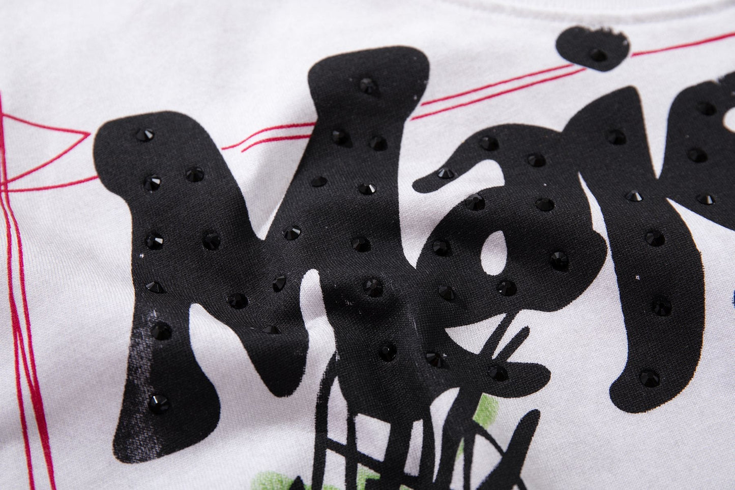 MAJESTIK Distressed Stone-Inlay Graphic T-Shirt — detail