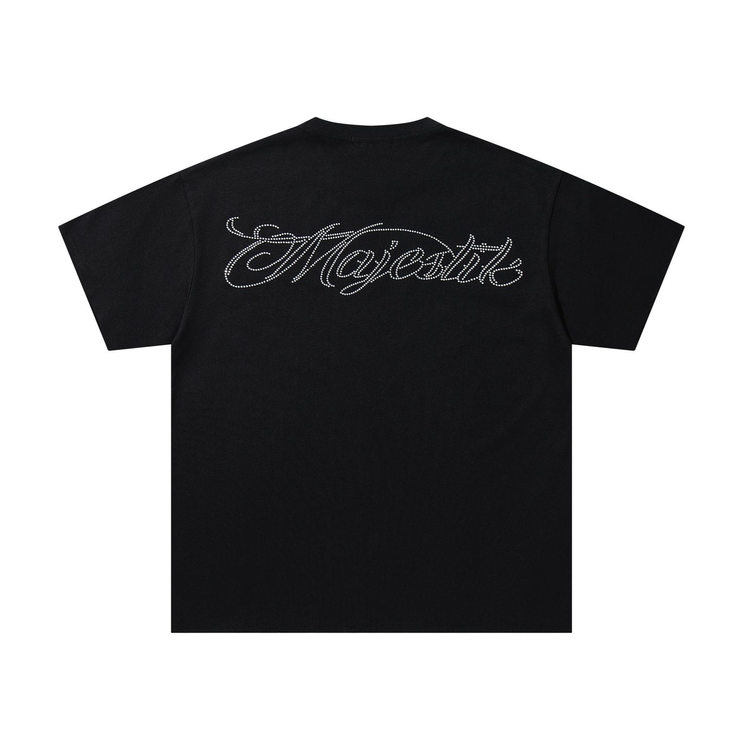 MAJESTIK Distressed Rhinestone Graphic T-Shirt — back