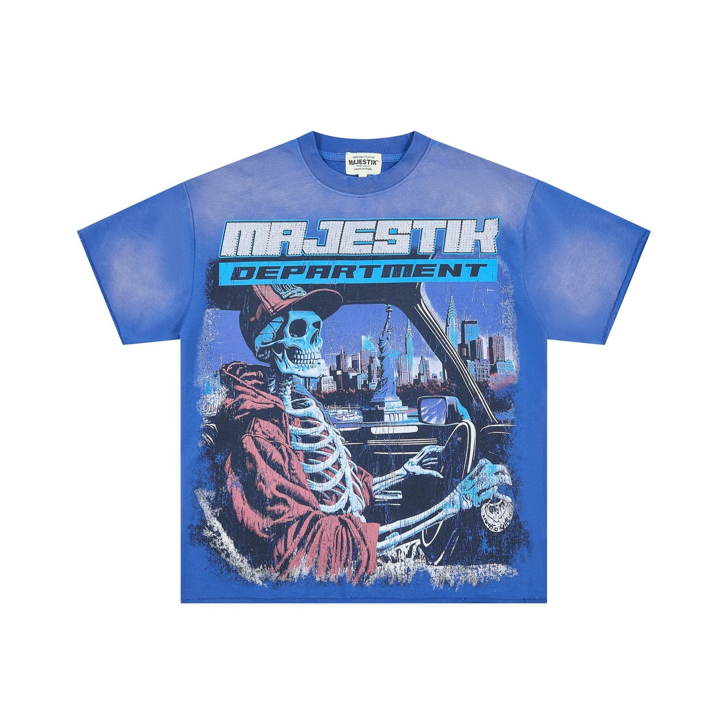 MAJESTIK Skeleton Driver Graphic T-Shirt — front