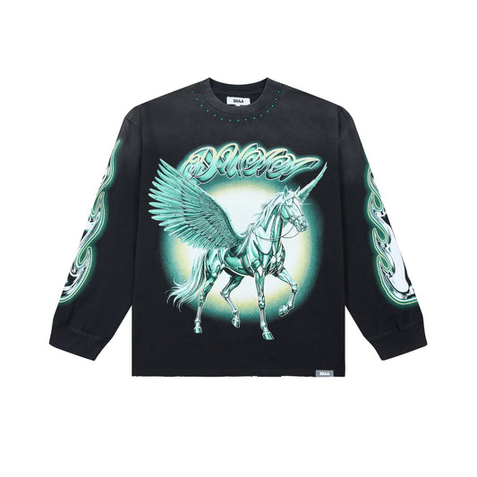 DUAA Pegasus Rhinestone Long-Sleeve T-Shirt — hero