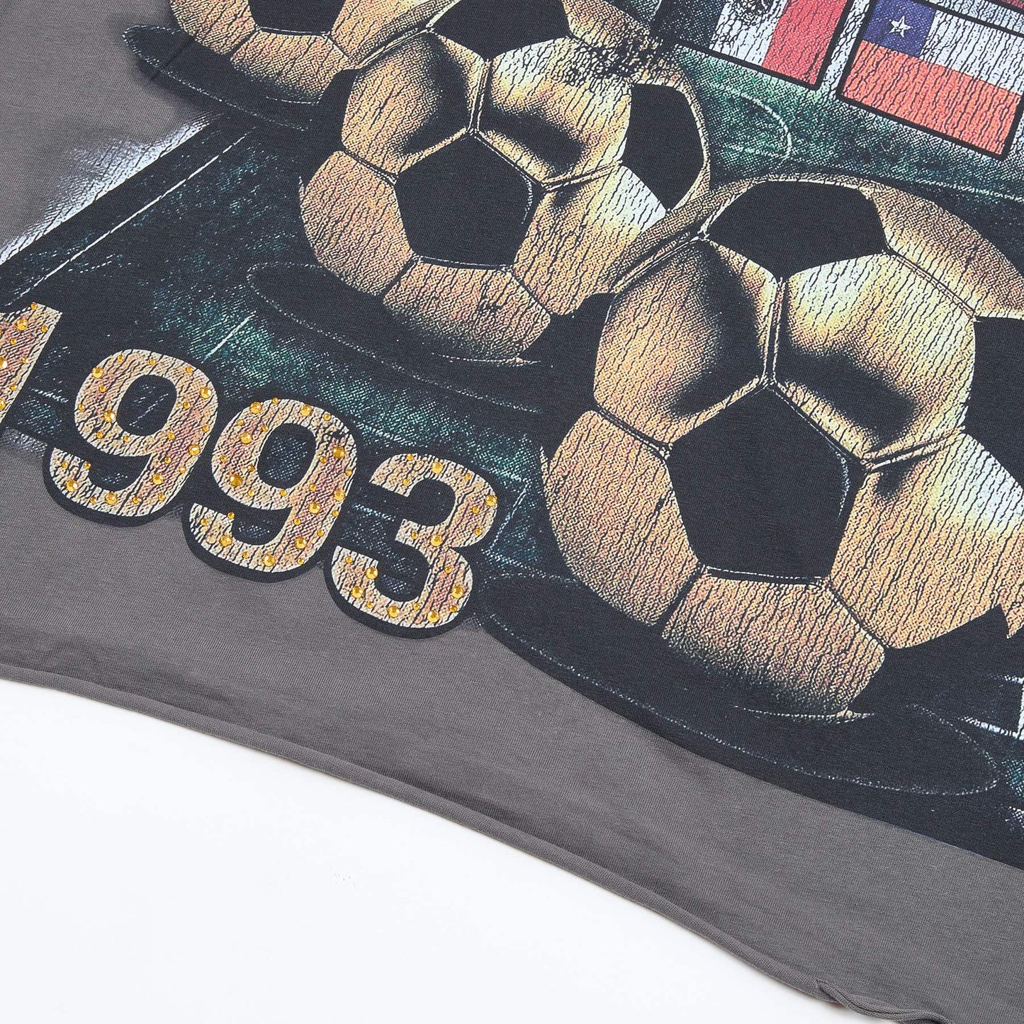 DUAA WC 93 Soccer Flag Distressed Graphic T-Shirt — detail