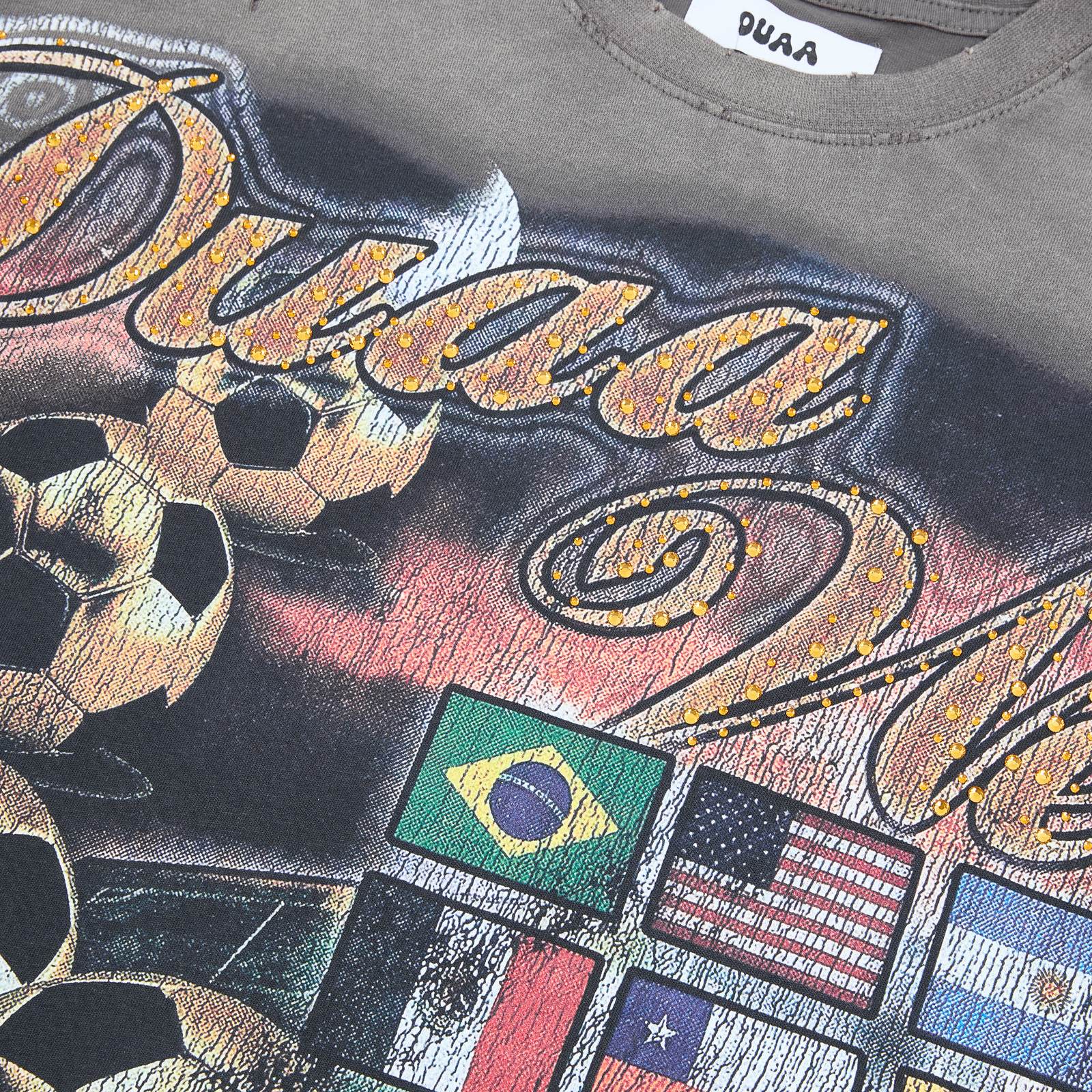 DUAA WC 93 Soccer Flag Distressed Graphic T-Shirt — detail