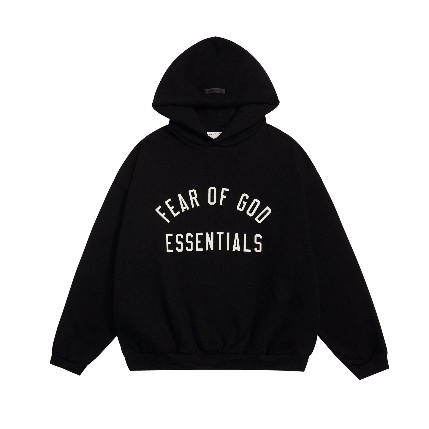 Fear of God Essentials Arched Graphic Hoodie in Black — hero