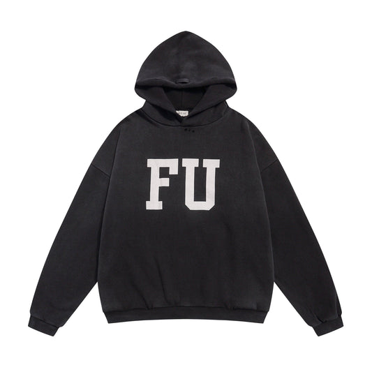 Fear of God Black Text Graphic Pullover Hoodie — hero