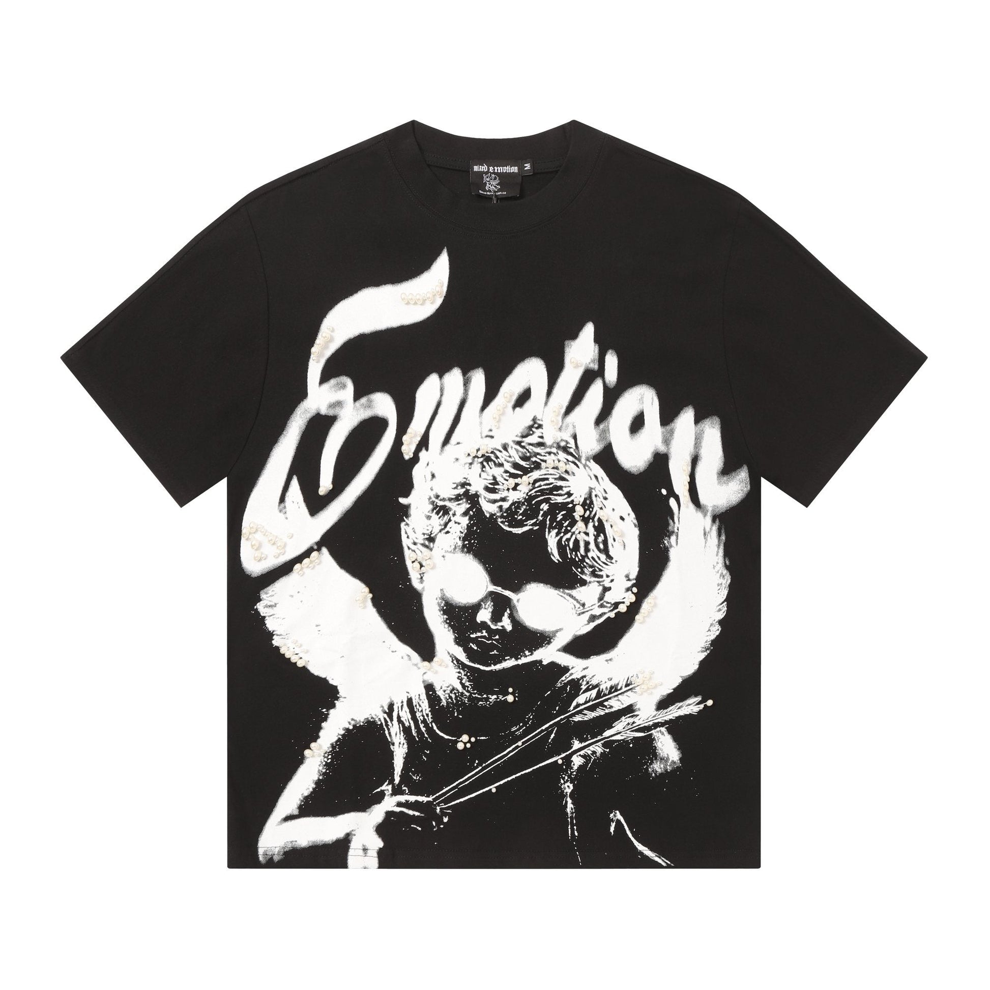 MIXED EMOTION Pearl Script Graphic T-Shirt — hero