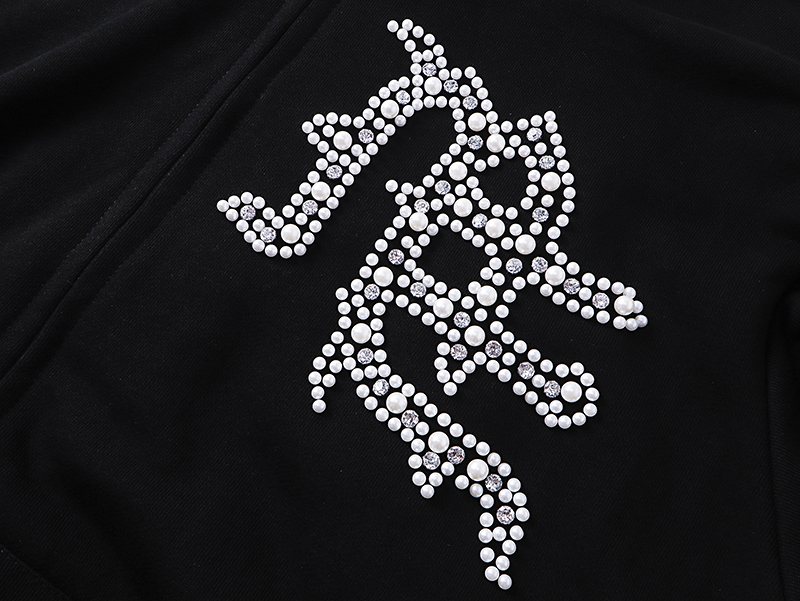 MIXED EMOTION Rhinestone Graphic Zip Hoodie — detail