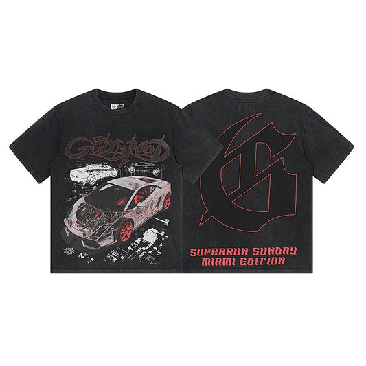 Godspeed Superun Sunday Miami Race Car Graphic T-Shirt — hero