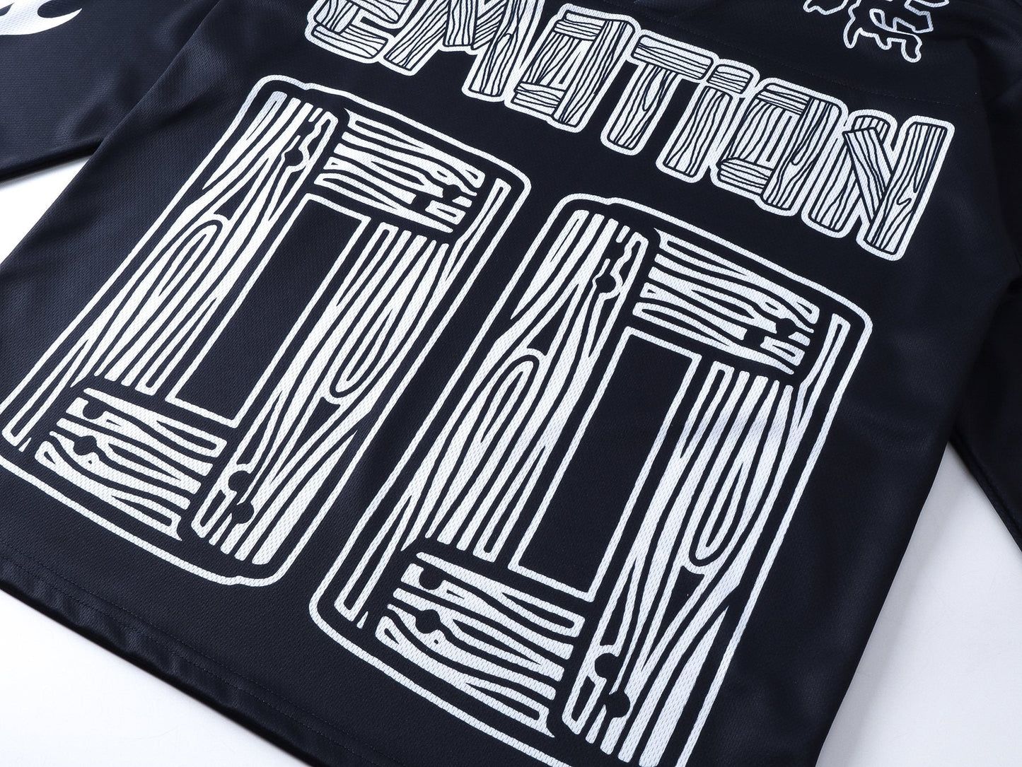 MIXED EMOTION V-Neck Jersey-Style Long-Sleeve T-Shirt — detail