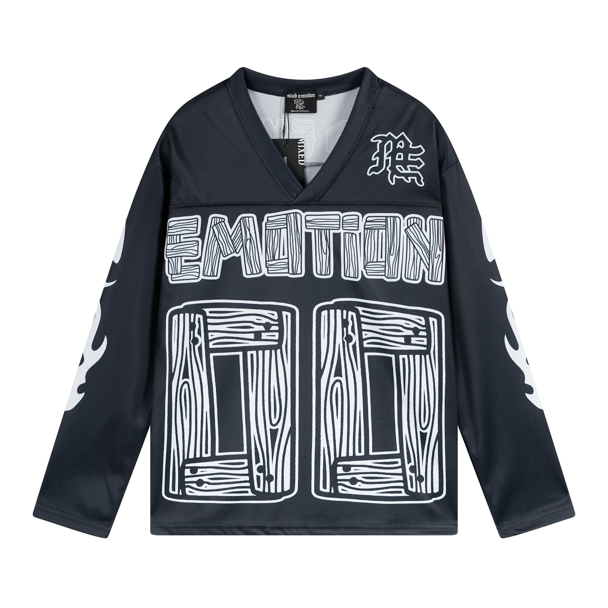 MIXED EMOTION V-Neck Jersey-Style Long-Sleeve T-Shirt — hero