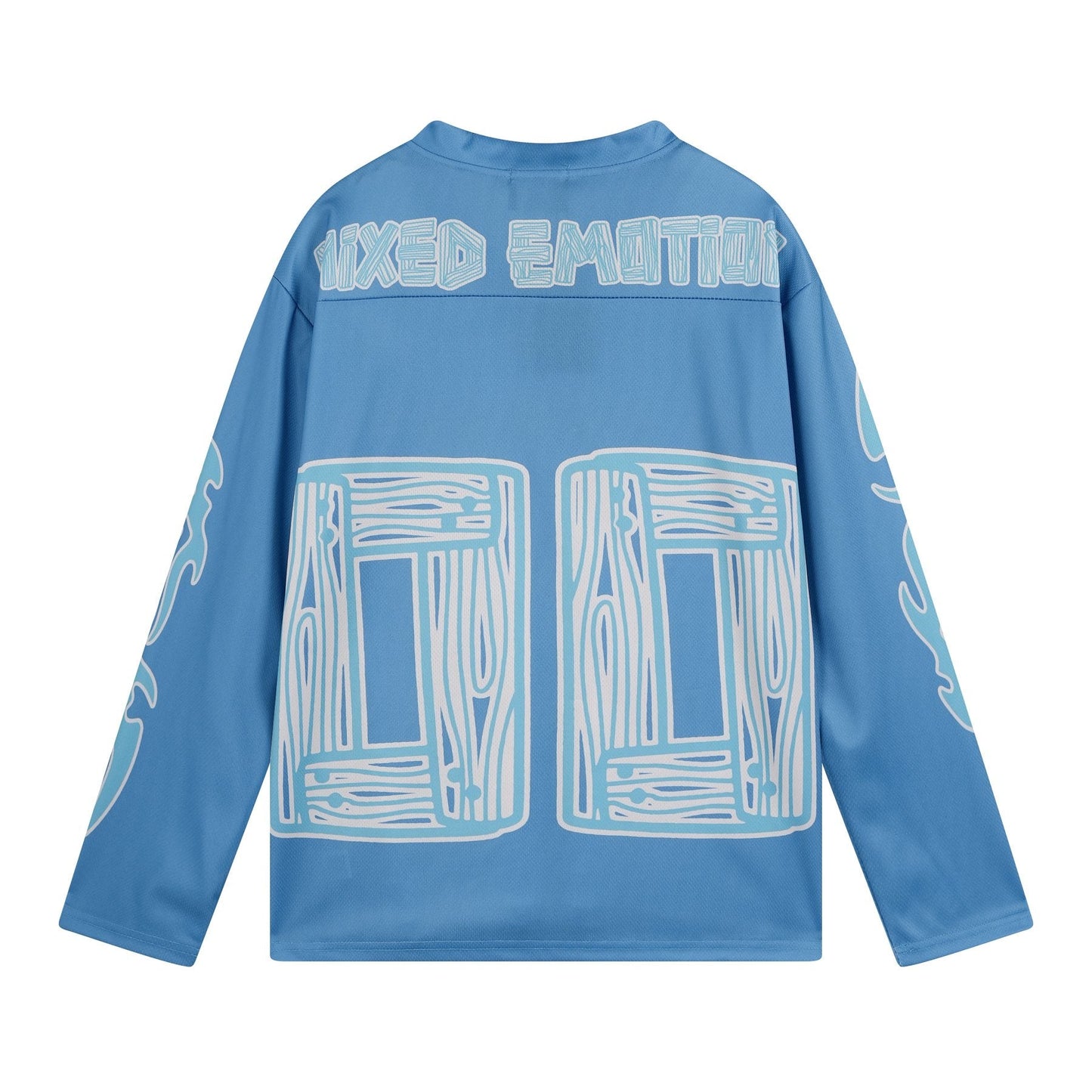 MIXED EMOTION V-Neck Jersey-Style Long-Sleeve T-Shirt — back