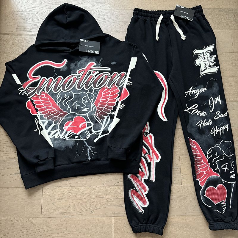 MIXED EMOTION Graffiti Graphic Hoodie & Jogger Matching Set — hero