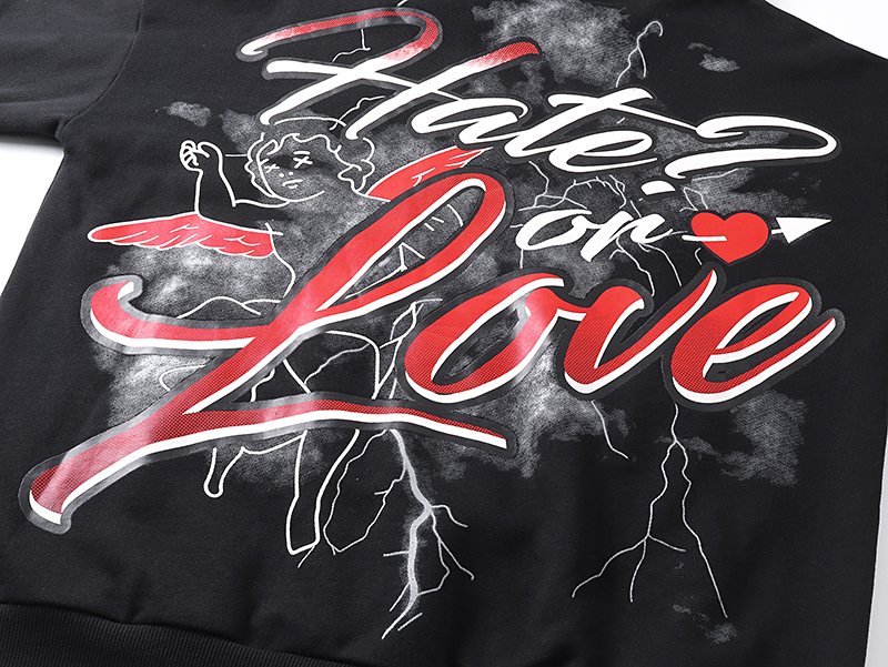 MIXED EMOTION Street Graffiti Graphic Hoodie — detail